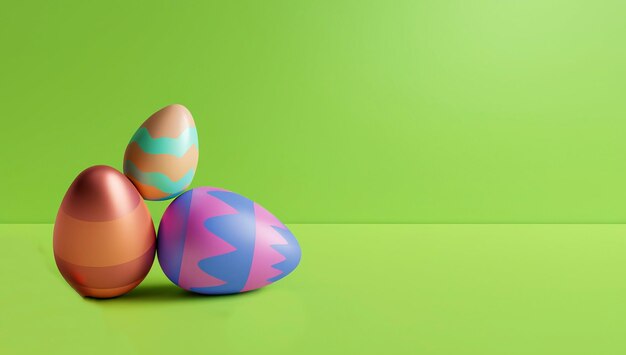 Easter colorful decorated eggs on colorful background Minimal easter concept Happy Easter card