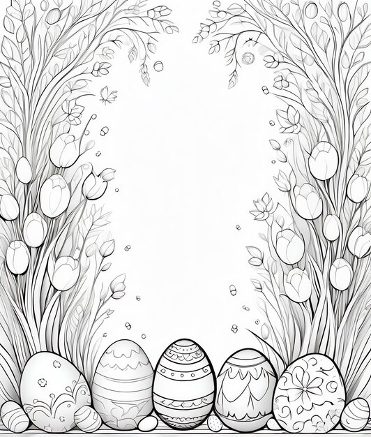 Foto easter coloring book sfondo coniglietto carino uova di pasqua felice pasqua coloring book