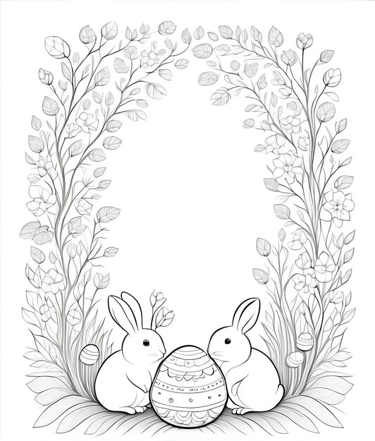 Photo easter coloring book background cute bunny easter eggs happy easter easter coloring book