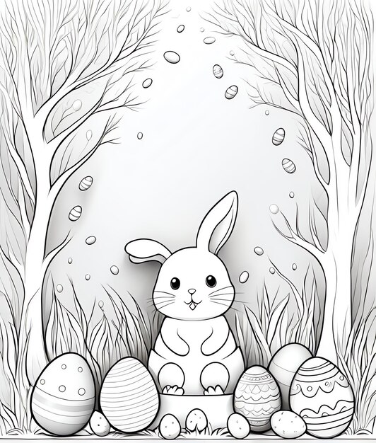 Foto easter coloring book sfondo coniglietto carino uova di pasqua felice pasqua coloring book