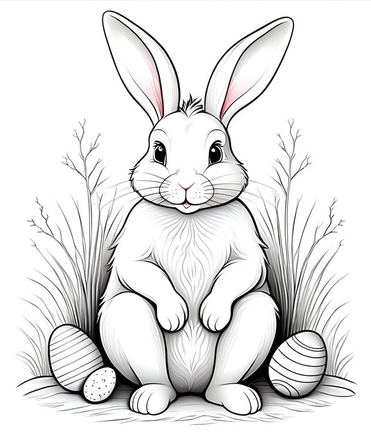 Photo easter coloring book background cute bunny easter eggs happy easter easter coloring book