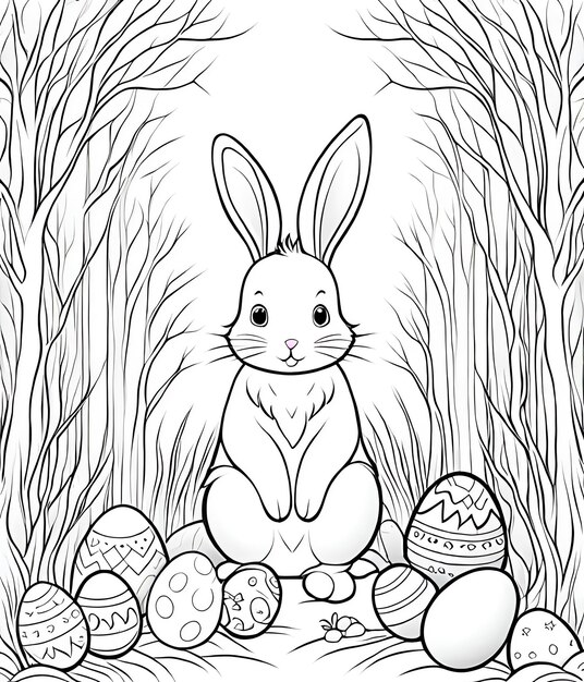 Foto easter coloring book sfondo coniglietto carino uova di pasqua felice pasqua coloring book