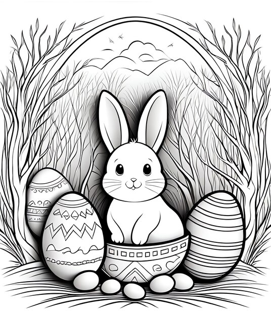 Foto easter coloring book sfondo coniglietto carino uova di pasqua felice pasqua coloring book