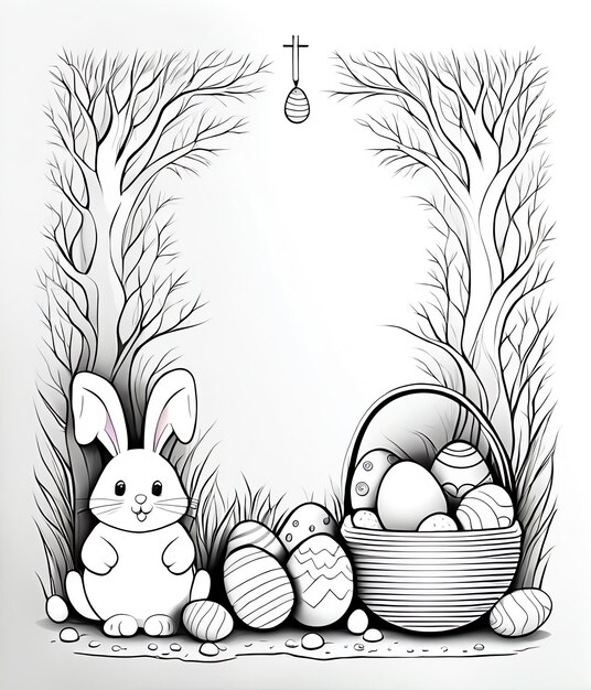 Foto easter coloring book sfondo coniglietto carino uova di pasqua felice pasqua coloring book