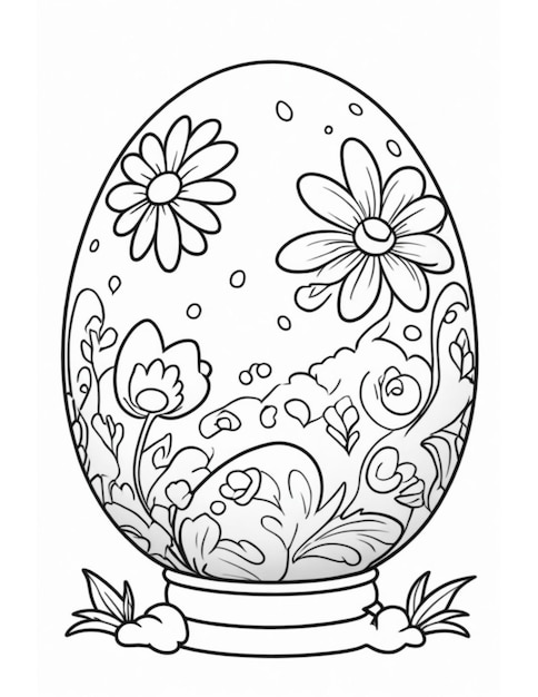 Easter coloring page for children with Easter eggs