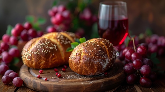 An Easter Communion Still Life with bread and wine in a chalice