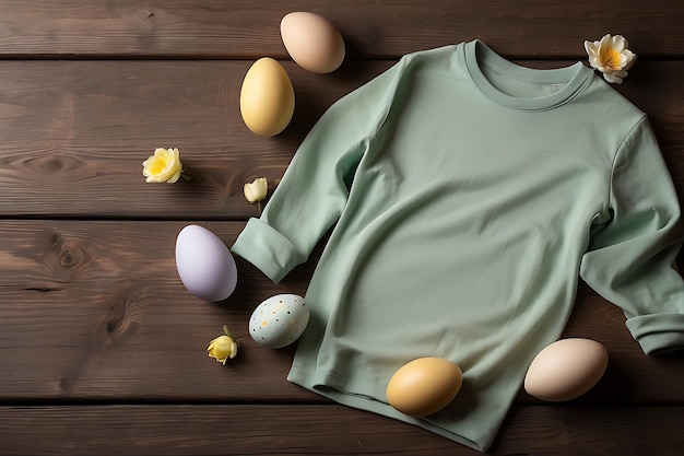 Easter composition Tshirt design with easter eggs