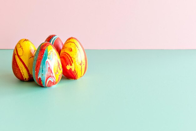 Easter concept Easter decoration on pink and green background