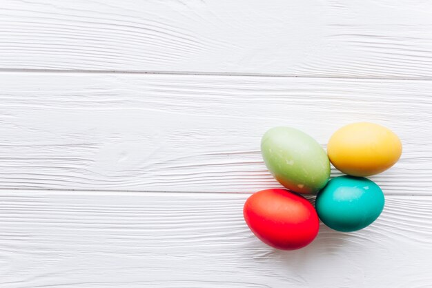 Easter concept  eggs on a wooden background