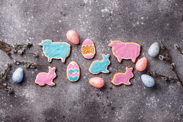 Easter cookie in shape of bunny and sheep