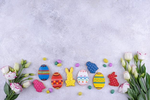 Easter cookies in shape of eggs and bunny