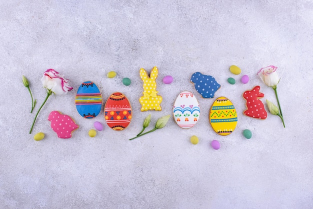 Easter cookies in shape of eggs and bunny