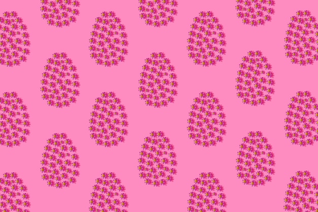 사진 부활절 크리에이티브 컨셉 핑크색 배경에 분홍색 꽃 패턴 창조적인 색상 배경