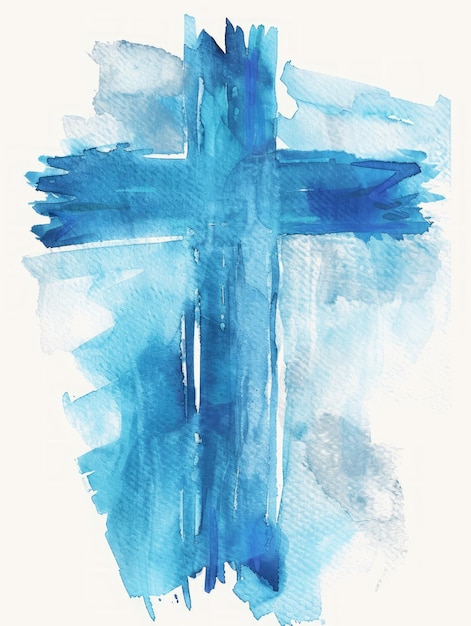 Easter Cross in the Sky with Watercolor Texture Generative AI