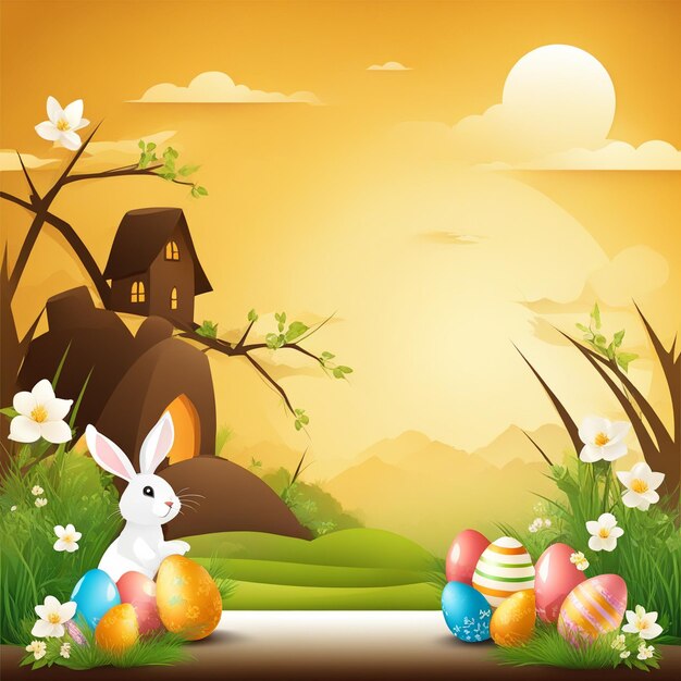 Easter day banner design background illustration concept