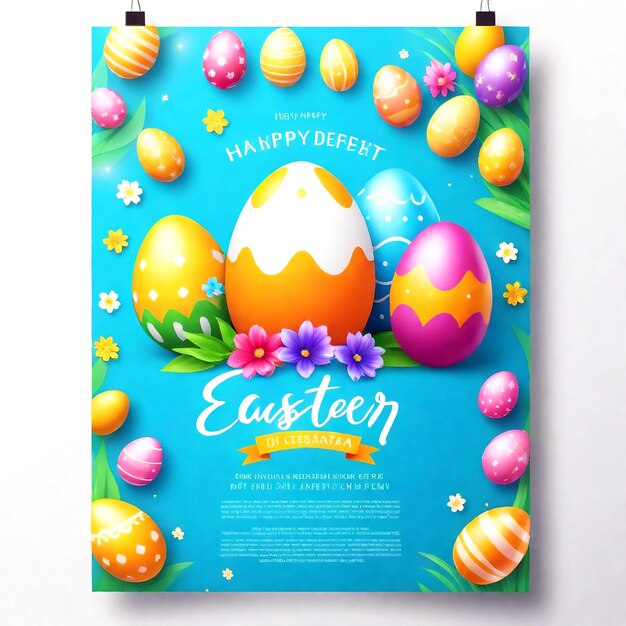 Photo easter day celebration poster template