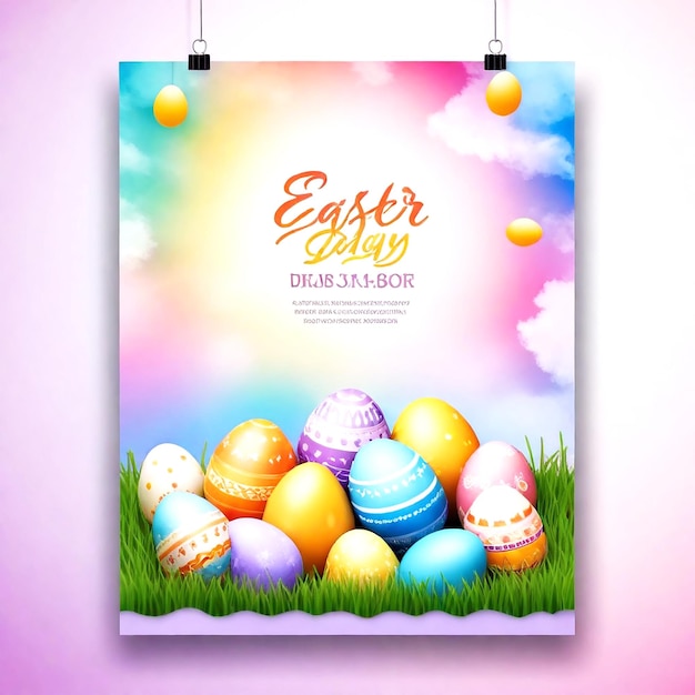 Photo easter day celebration poster template