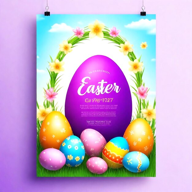 Photo easter day celebration poster template