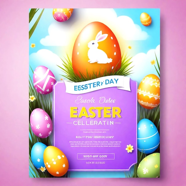 Photo easter day celebration poster template