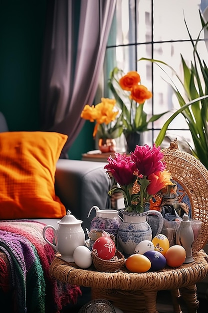 Easter day concept in living room