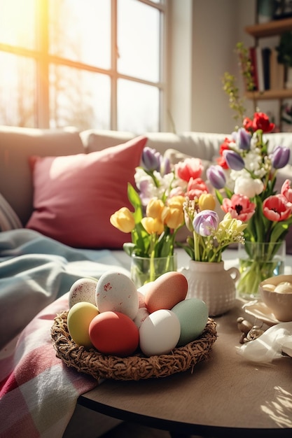 Photo easter day concept in living room