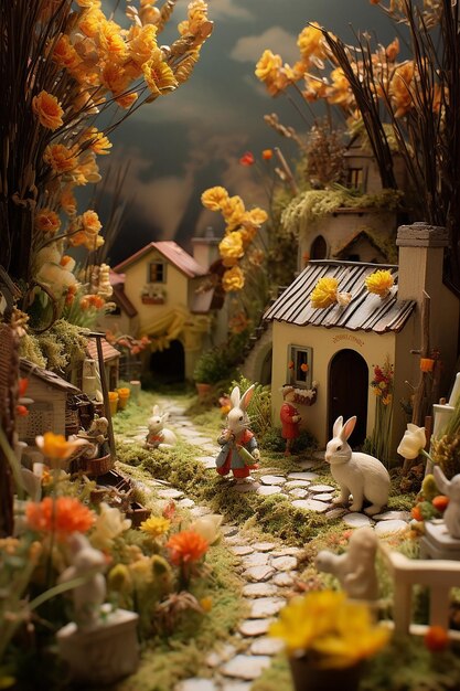 Photo easter day diorama