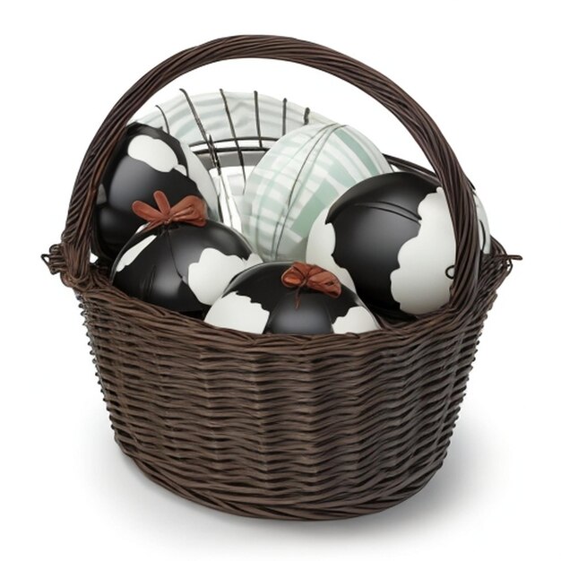 Easter day eggs bamboo baskets picnic basket