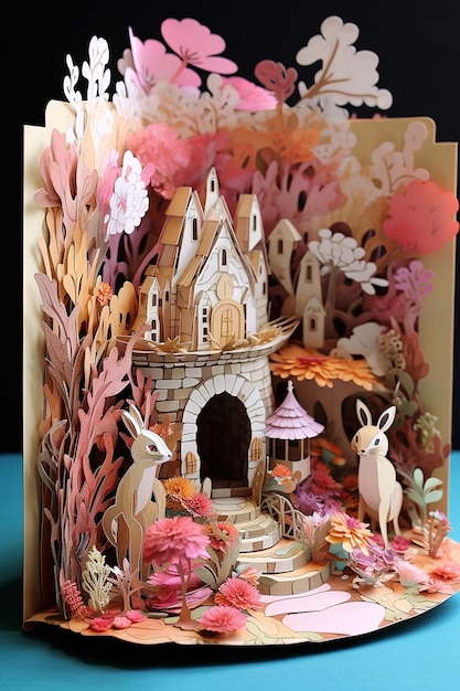 Foto libro di diorama di carta a strati del giorno di pasqua