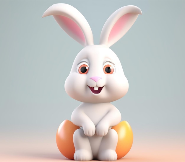 Easter day poster bunny character smiling happily generative ai