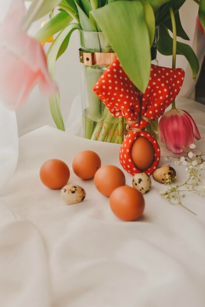 easter decoration with eggs and flowers