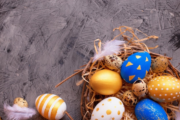 Easter decoration with painted eggs