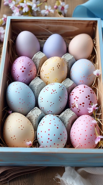 Easter delight Pastel eggs in craft box ideal gift choice Vertical Mobile Wallpaper