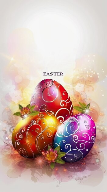 Easter design with text easter on background with easter eggs