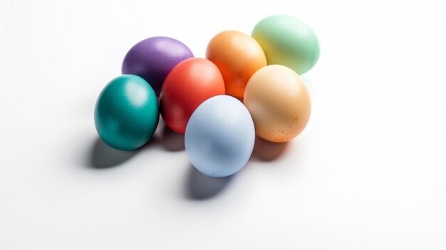 Easter easter eggs with bunnies selective focus Generative AI