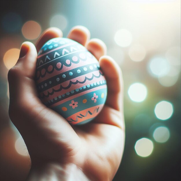 Photo a easter egg being held or tossed in the air