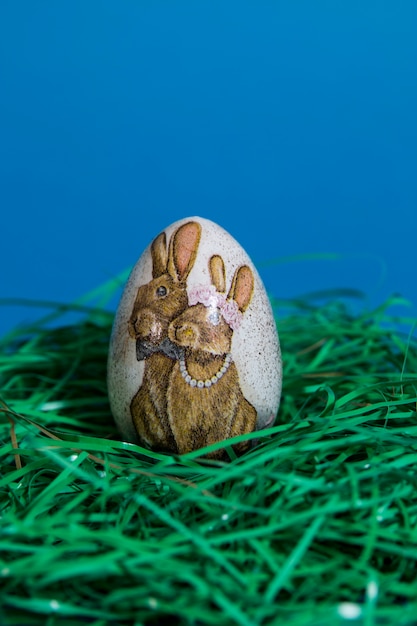 Easter egg on blue background