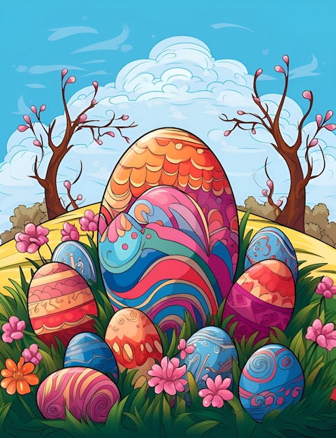 Photo easter egg and bunny background