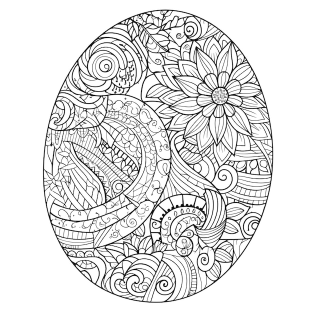 Easter egg coloring book page for adults Zentangle style Vector illustration