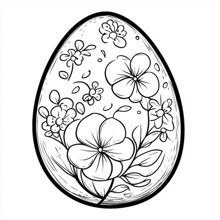 Photo easter egg coloring for kids painted easter egg with floral pattern isolated on a white background