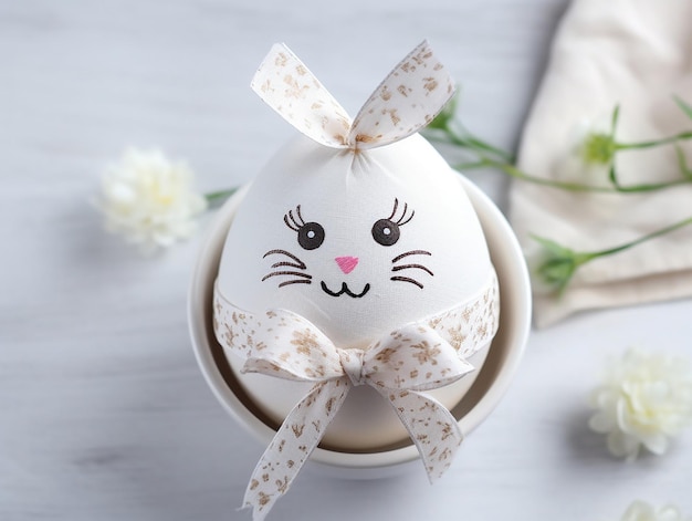 Easter egg decorated white background