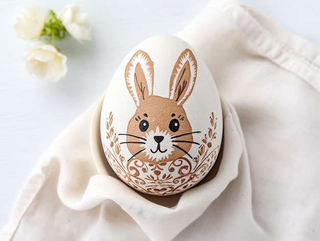 Easter egg decorated white background