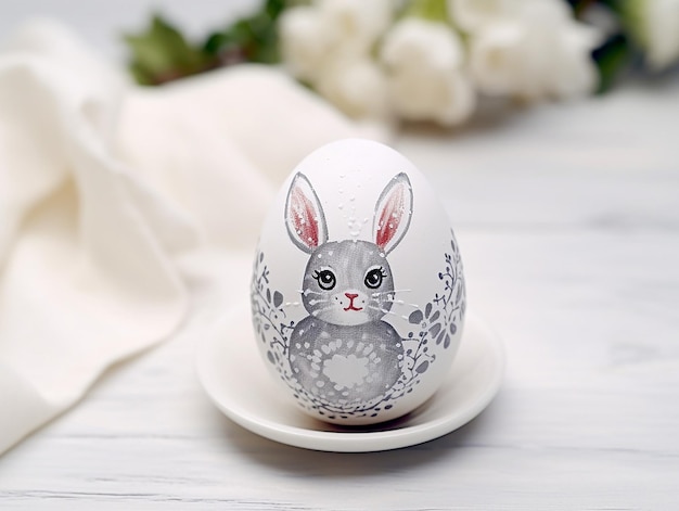 Easter egg decorated white background