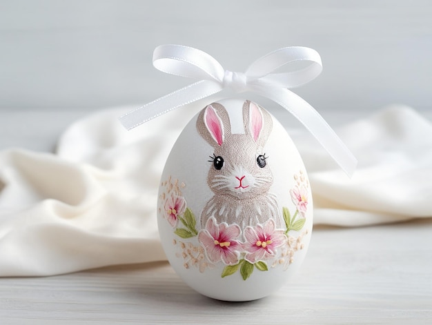 Easter egg decorated white background