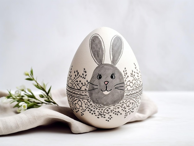 Easter egg decorated white background