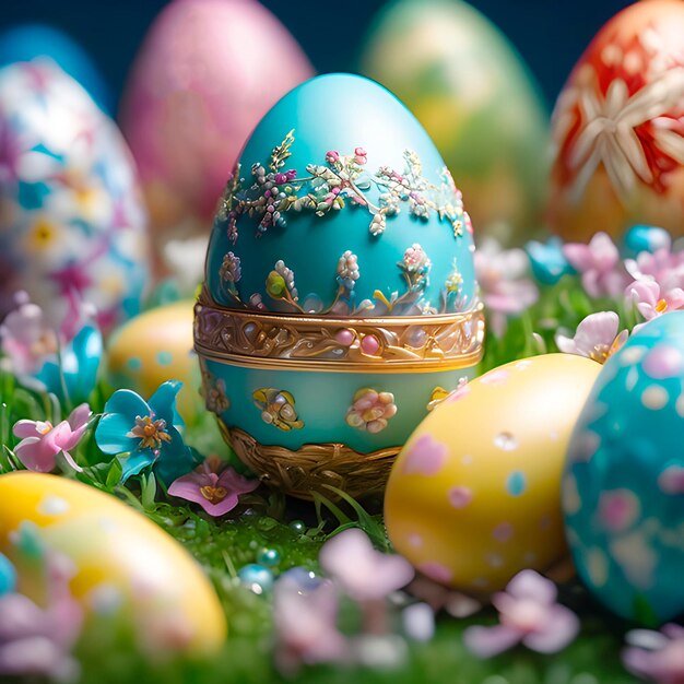 Easter egg decorated with multicolored beads