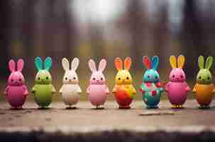 Photo easter egg decorations that say bunny in the style of cartoonish figures