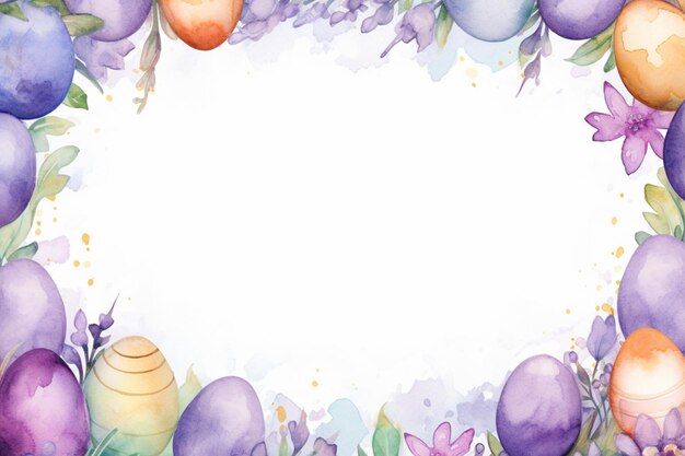 Easter egg frame watercolor pastel background