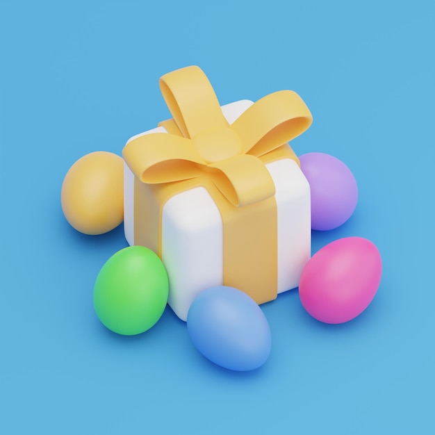 Illustrazione isometrica 3d del contenitore di regalo dell'uovo di pasqua