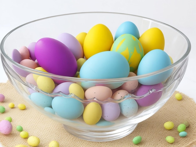 Easter egg in a glass bowl