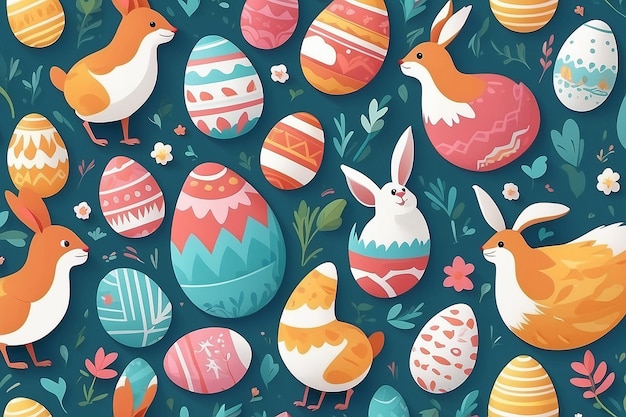 Easter Egg Hunt Holiday Cartoon Illustration Generative AI